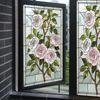 Retro Rose Glass Film Static Cling Self-adhesive Stained Glass Stickers Flower Art Painting Privacy Protection Window Film