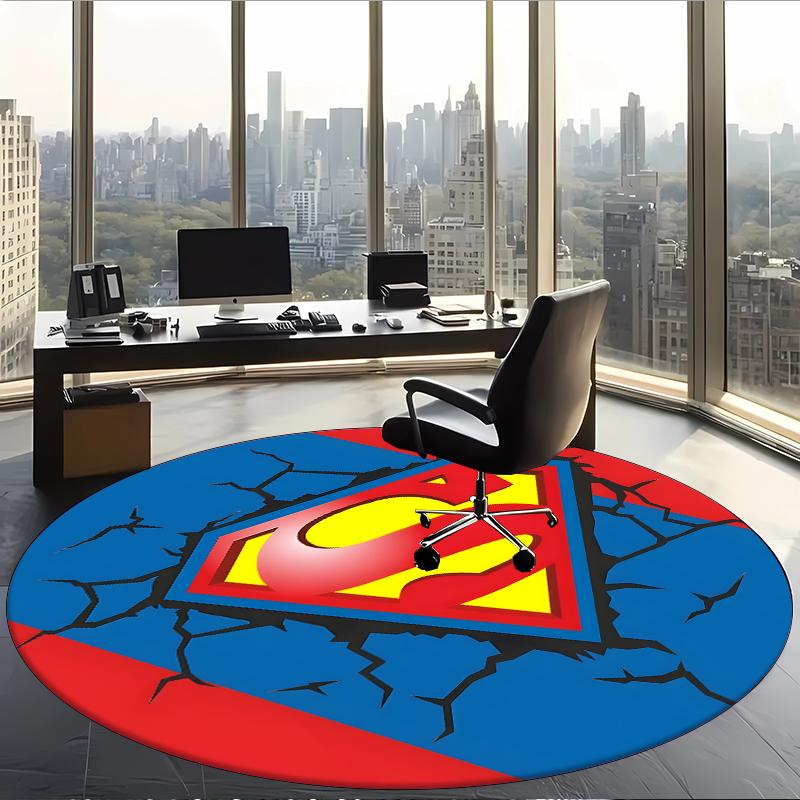 Superuomo (19) Tappeto Rotondo per Ufficio Tappeto Decorativo per Pavimento per Ufficio Camera da Letto Soggiorno e Spazio Domestico