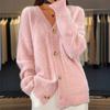 Cardigan da Donna con Scollo a V e Maniche Lunghe, Vestibilità Regolare, Colore Unito, Lavorazione a Treccia, Bottoni, Maglione Cappotto, Outfit Casual Quotidiano