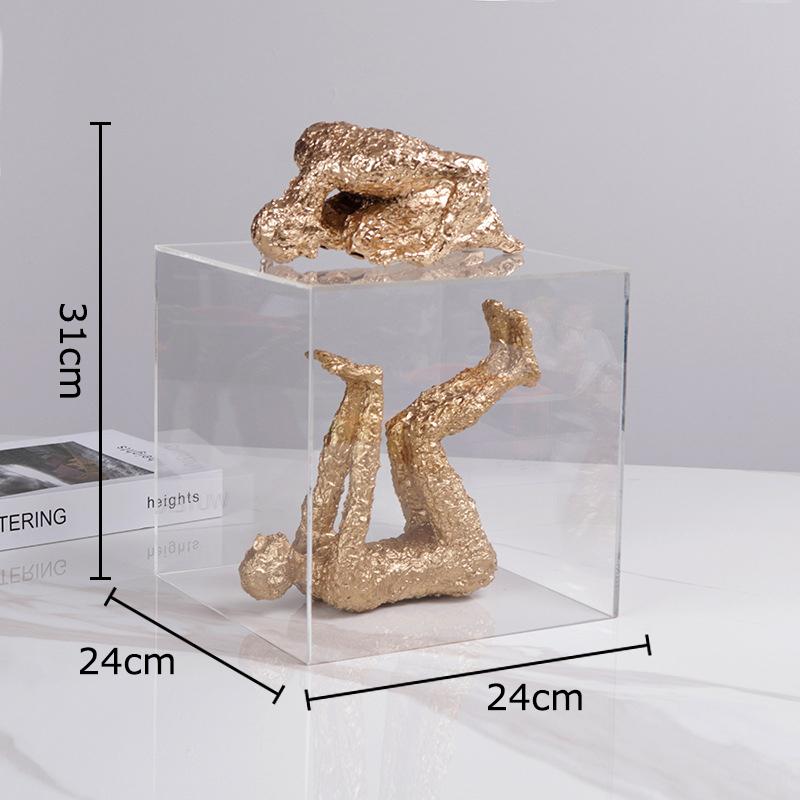 Minimalist Abstract Character Resin Statue Acrylic Display Box Desk Decoration Creative Figures Sculpture Room Aesthetic Decor