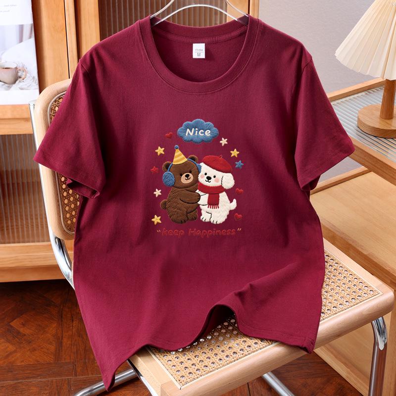 2026 Unisex Bear Print Cotton Summer Short Sleeve Top
