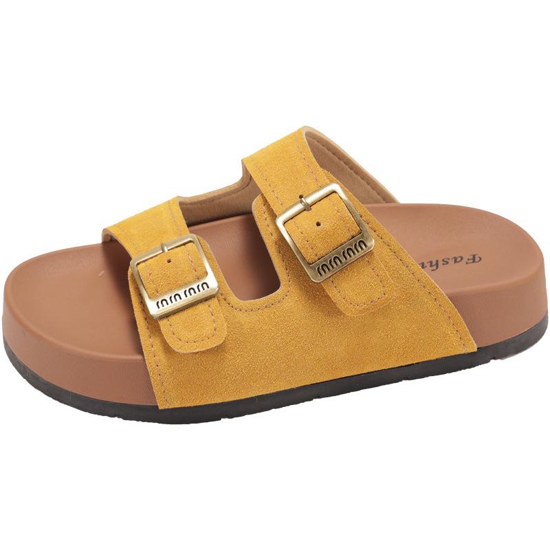 Cool slippers women's summer wear 2025 new thick-soled lazy retro pregnant women non-slip beach sandals