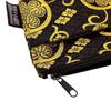Senshishuin Nishijin Brocade Pouch with Black Hollyhock Crest (Lined) (Small)