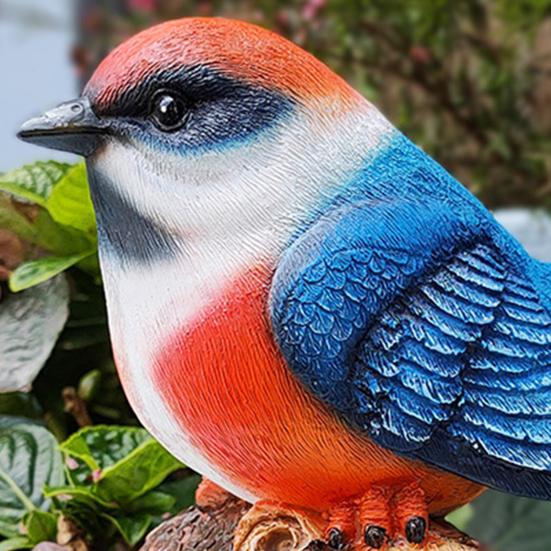 Bird Ornament with Light-Triggered Bird Sound Lifelike Look Decorative Bird Sculpture Garden Courtyard Decor