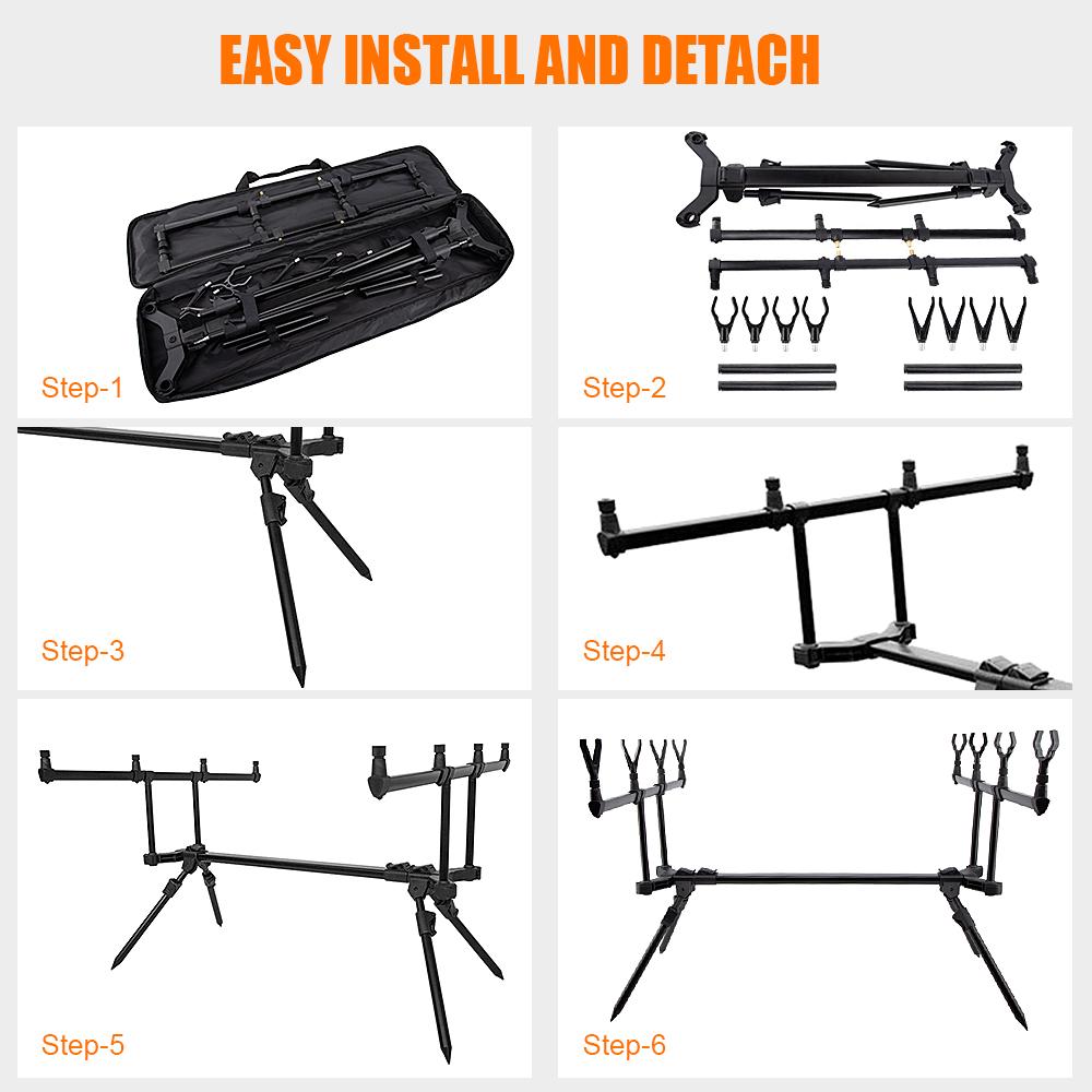 Retractable Carp Fishing Rod Stand with LED Bite Alarms