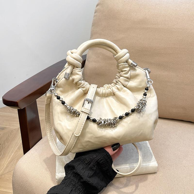 Ielgy Niche Design Pleated Portable Cloud Bag Korean Version Fashionable All-Match Large-Capacity Bucket Bag Shoulder Messenger Bag