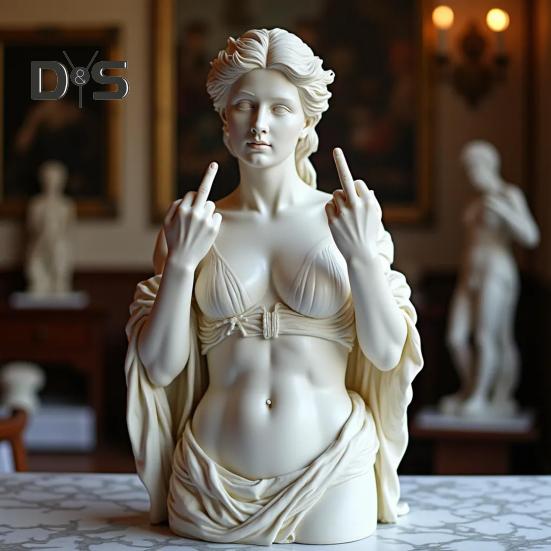 Middle Finger Women Bust Statue Women with Attitude Resin Sculpture Figurine Home Office Bookshelf Desktop Decoration Ornament