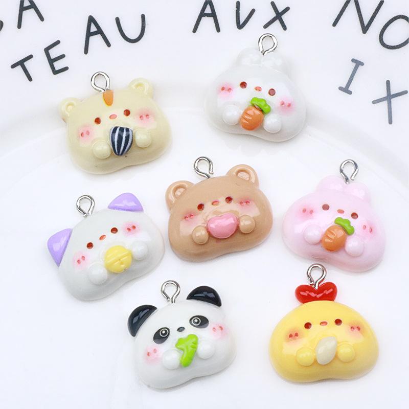 

7pcs Cute Animal Resin Pendants Cartoon Panda Bear Panda Rabbit Pendant for Earring Necklace Keychains Diy Jewelry Make
