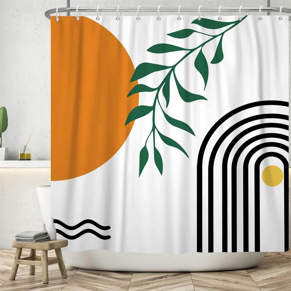 Vibrant Sunburst Print Water-resistant Shower Curtain with Bold Colors and Dynamic Design for Energetic Bathroom Decor