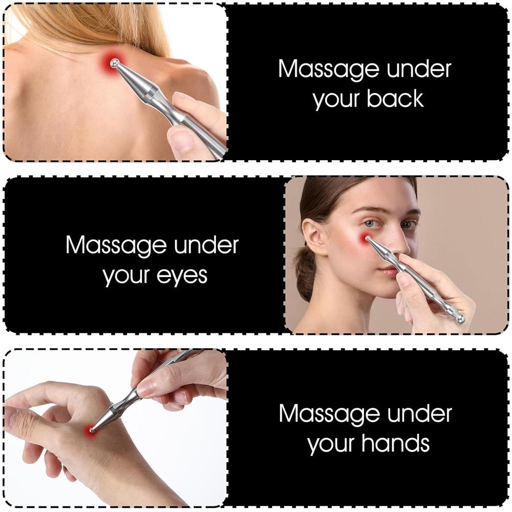 Durable And Safe Acupuncture Pen Stainless Steel Deep Tissue Massager Dual Head Facial Reflexology Acupressure Bar For Body Meridian Relief Pain