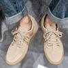 2808 Spring New Product Solid Color Cowhide Casual Men's Shoes Low Top Versatile Trend Fur Sports Board Shoes