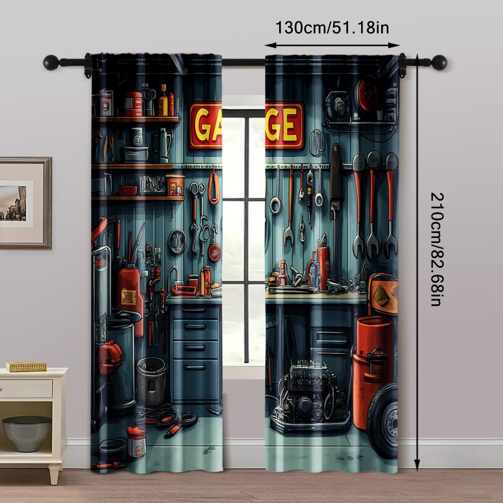 Set Of 2 Curtain Pattern Curtains Car Repair Polyester Without Rod Stuff Clearance Use Bedroom For Sleeping Area Made Machine Washable