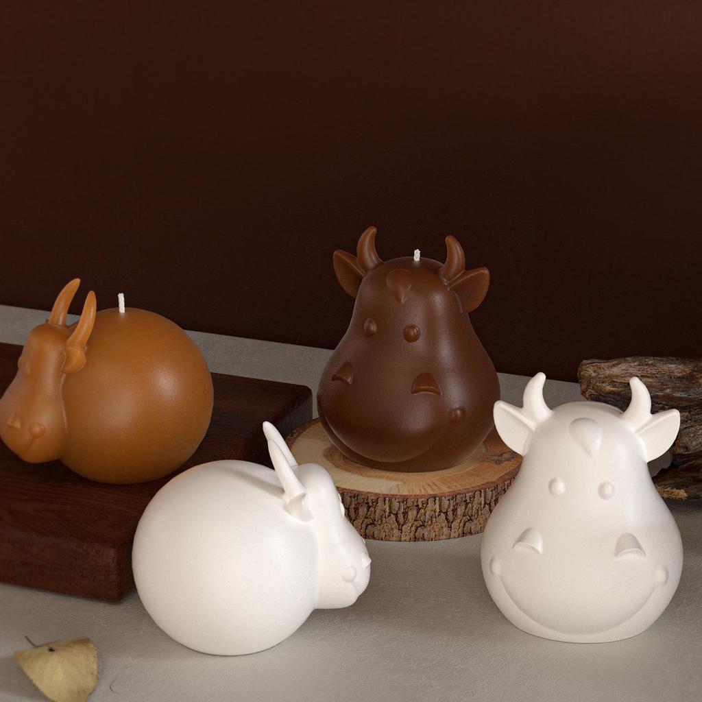 Poppy Crystal Epoxy Resin Cow Head Ornament DIY Candle Silicone Mold