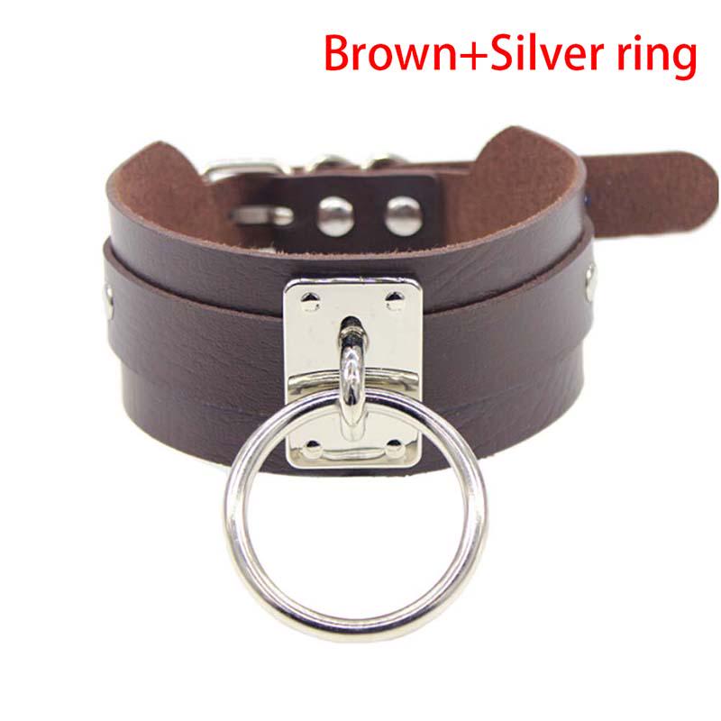 Punk Gothic Breites PU-Leder O-Ring Halsband Choker Halskette Damen
