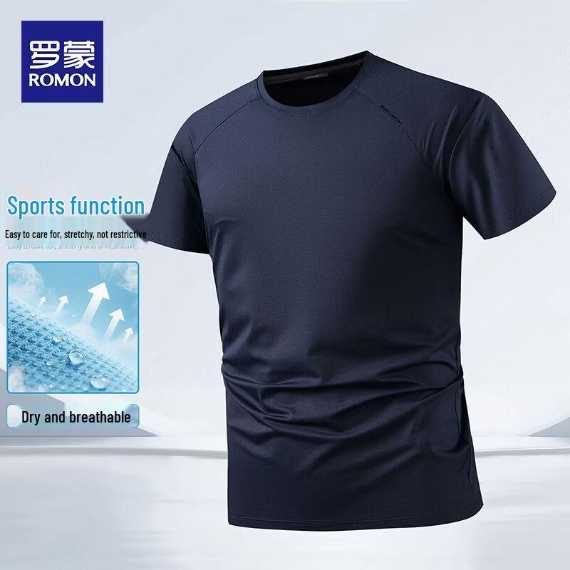 ROMON Men s Cooling Breathable Nylon-Spandex Round Neck T-Shirt 3XL