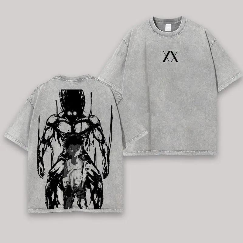 

Gon Freecss Print Tshirt Hunter x Hunter Anime Clothing Unisex Women Short Sleeve Cotton Tshirts Retro Washed Tee Harajuku T Shirt S