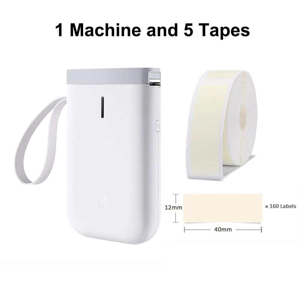 D11 Imprimantă Portabilă de Etichete Termice de Mână cu 5 Role de Bandă Wireless BT Mașină de Făcut Etichete Mașină de Autocolante pentru Etichetare Acasă Coduri de Bare