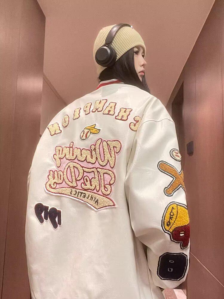 

Trendy 2025 Men s Cartoon 3D Baseball Jacket: Spring/Autumn Loose Motorcycle Style Outerwear. 3XL