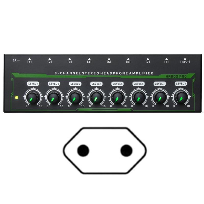 

8 Channel Stereo Headphone Amplifier LED Sound Amplifier With Power Adapter EU US Plug Adapter Headphone Amplifier
