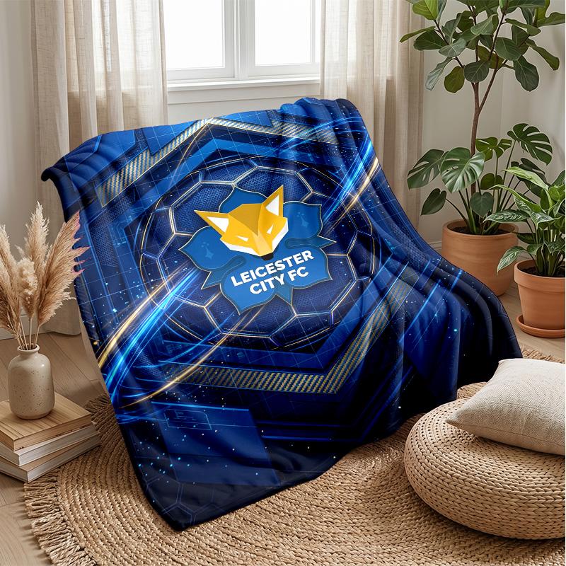 Leicester City Fußball Druck Flanell Decke, Weiche Warme Leichte Überwurfdecke für Sofa Bett Camping