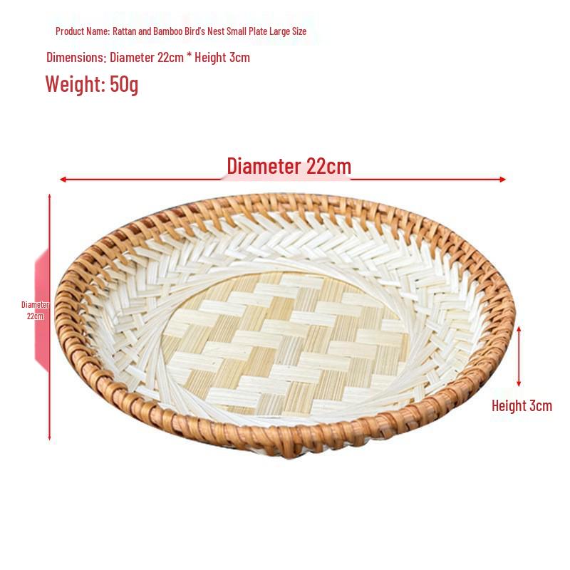 Handmade Round Bamboo Basket Tray and Plate for Creative Home Decoration