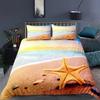 Fashion Modern Sunset Starfish Bedding Set 3D Scenery Beach Duvet Cover Set For Adults Gift Comforter Bed Linen