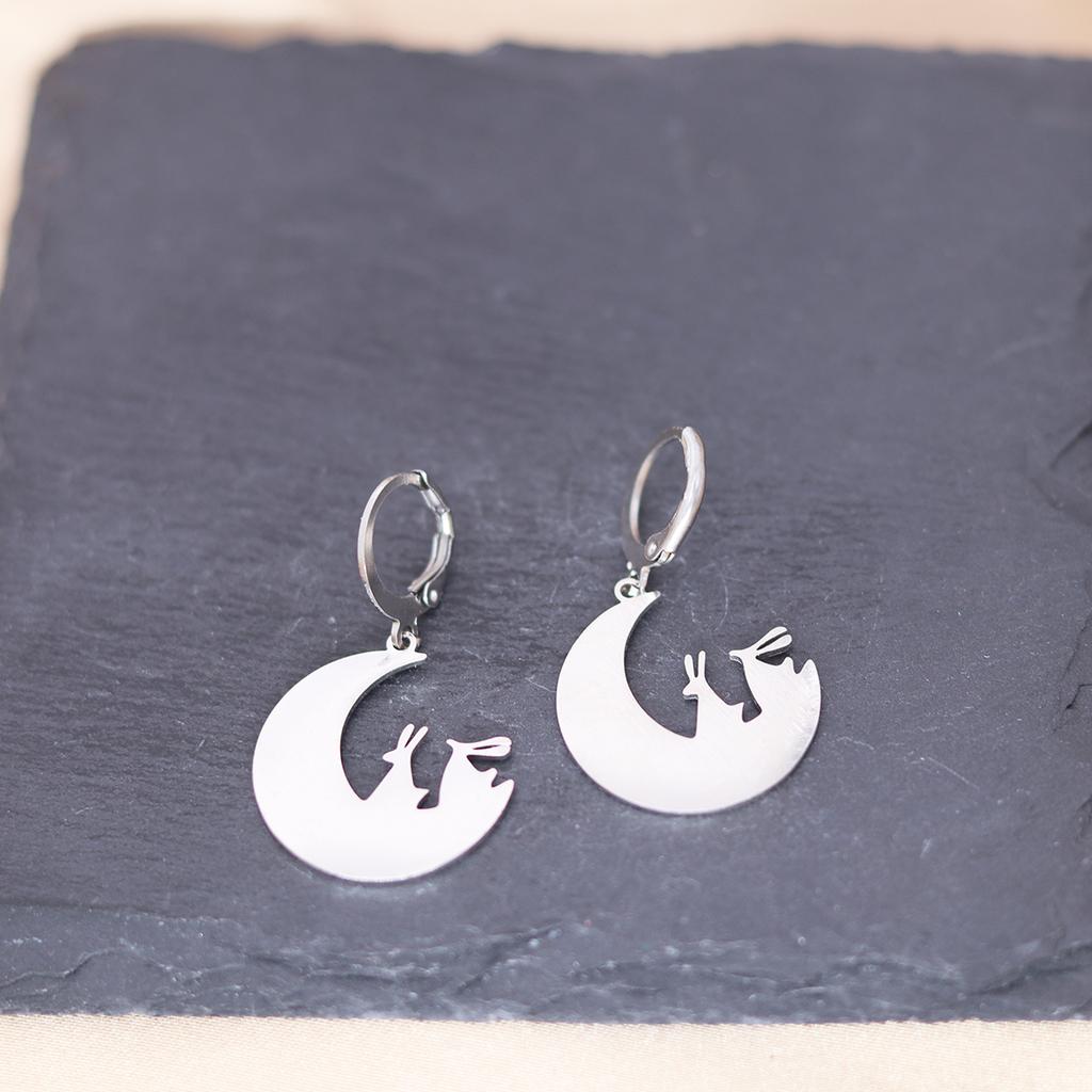 Kinitial Stainless Steel Bulldog Unicorn Dragon Fairy Turtle Sword Death Moth Earrings For Women Trendy Piercing Jewelry