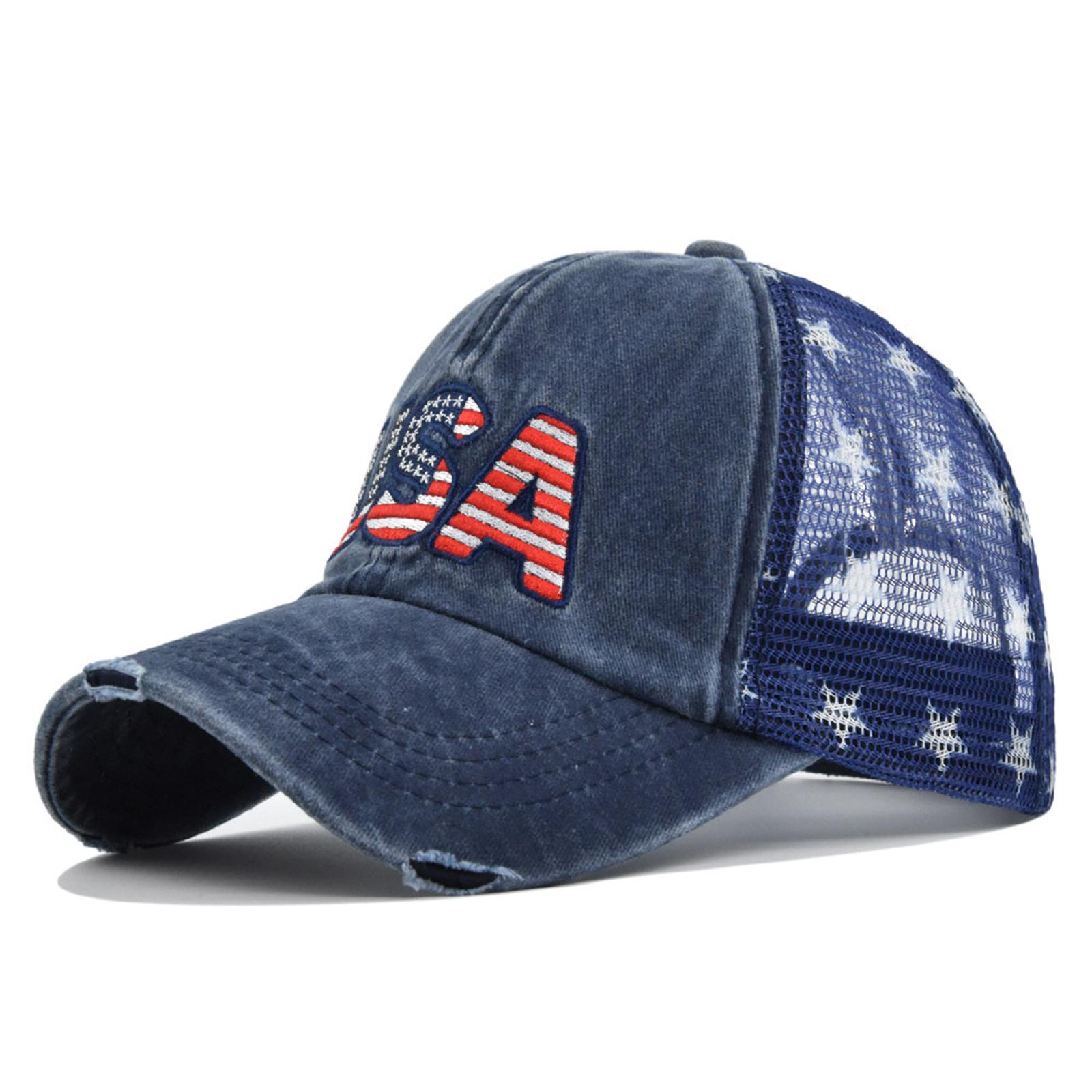 

Unisex Adjustable Distressed Baseball Cap Embroidered Letter Mesh Back Casual Sun Hat for Outdoor Activities Sports Travel One Size Темно-синій