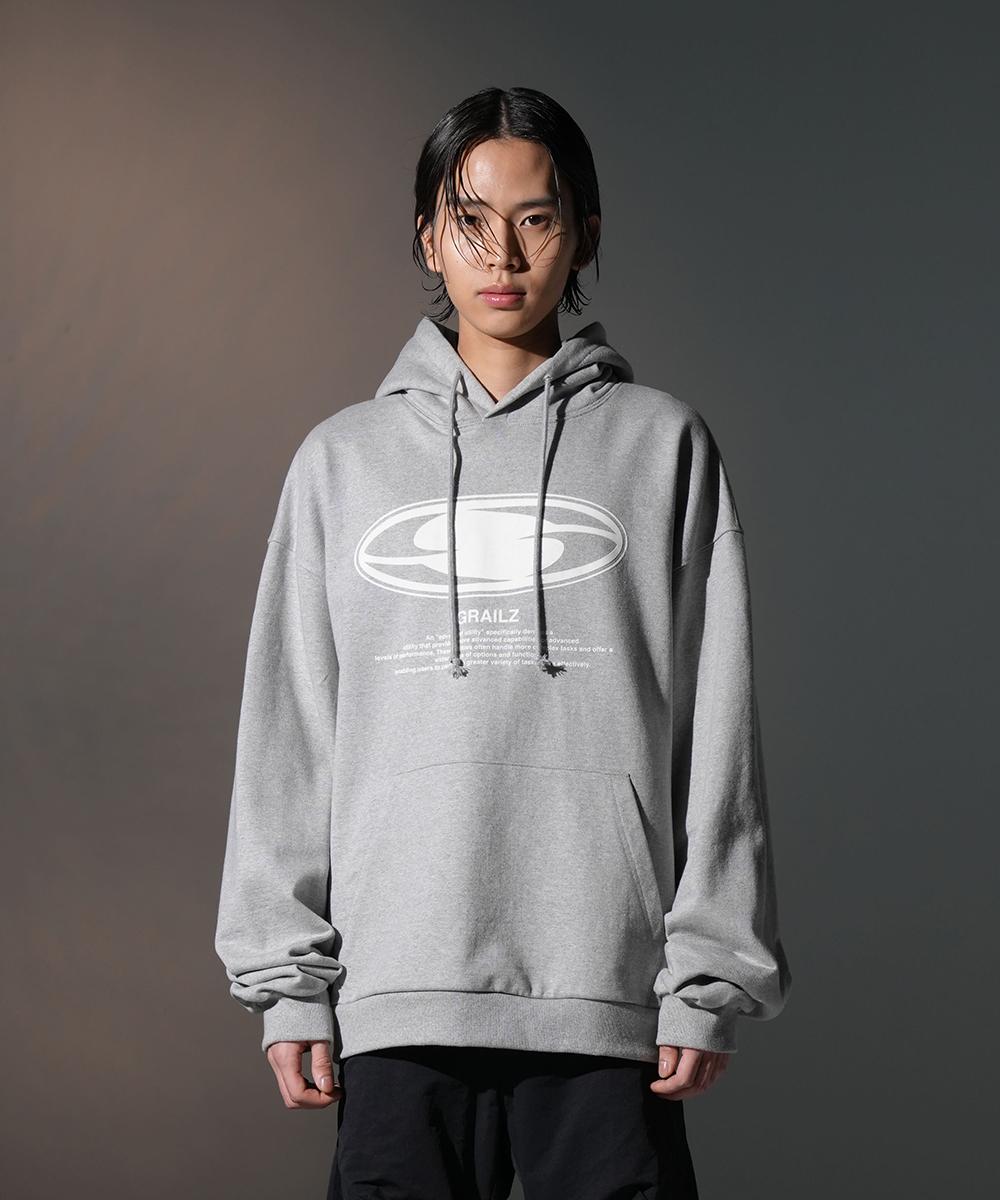 Grails Slogan Oval Logo Hoodie [Melange Grey] 1