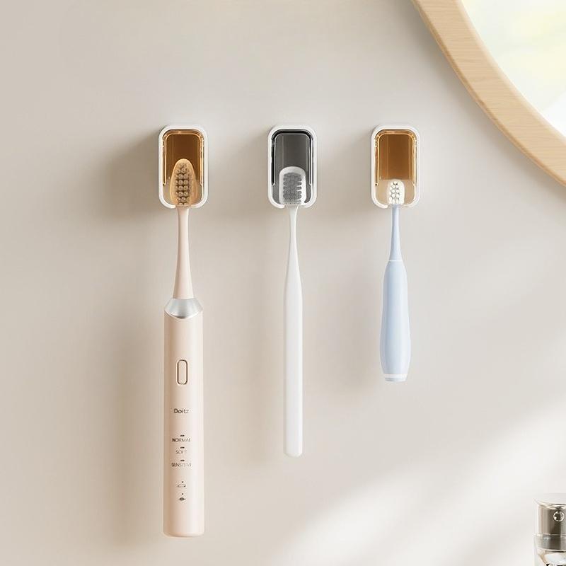 Simple Covered Toothbrush Rack, Dust-proof Wall-mounted Toothbrush Storage Rack, Electric Toothbrush Holder