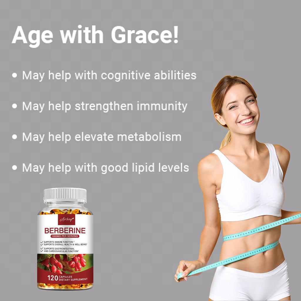 Premium Berberine, 1000 Mg, Supports Cardiovascular Health and Overall Well-Being, 120 Capsules