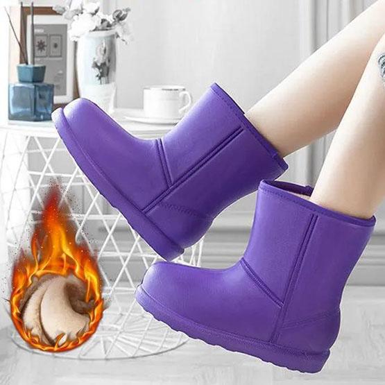 Stivali da pioggia da donna di grandi dimensioni EVA Winter Middle Tube Stivali  impermeabili a fondo piatto a fondo piatto antiscivolo Stivali di cotone  resistenti all'usura acquista in modo economico — spedizione