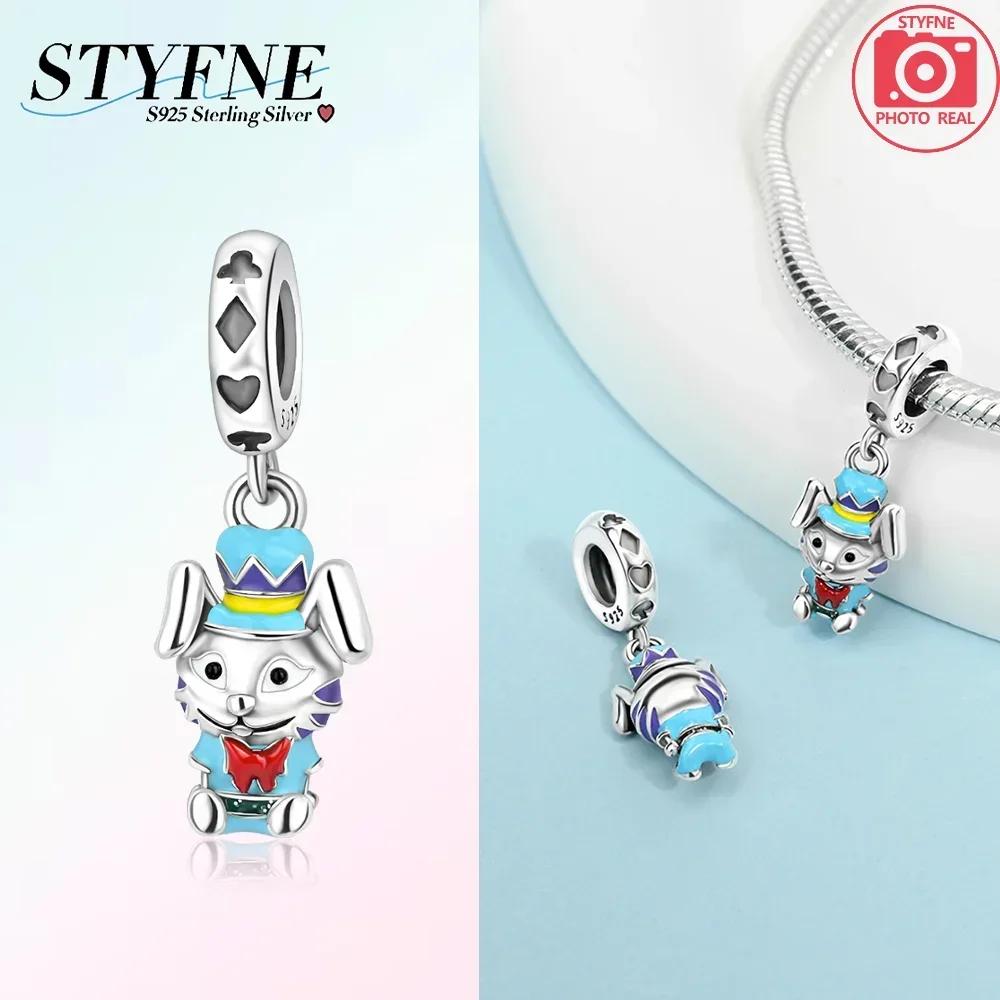 Original Hatched Snake White Rabbit Blue Zircon Heart Catcopper Animal Pendant Charm Bead Fit Bracelet Women Gift Accessory