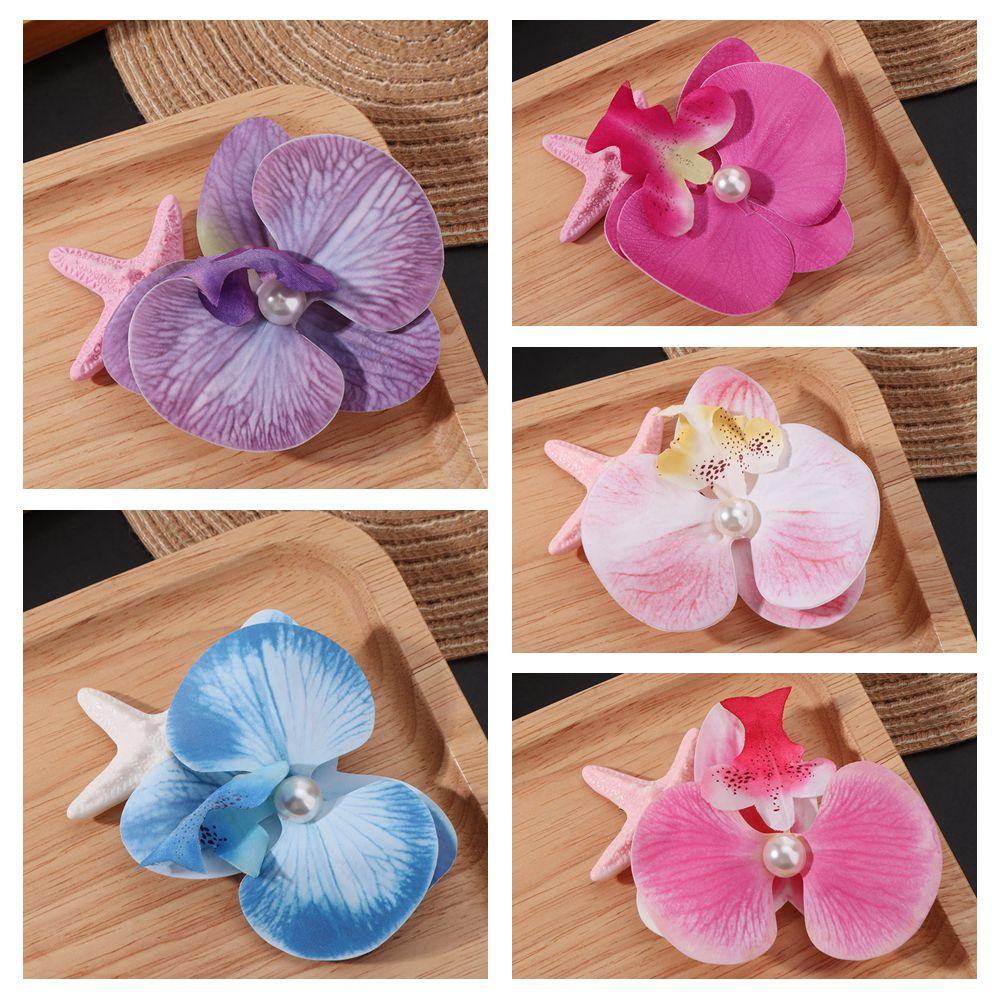 5 PCS Korean Style Starfish Flower Hair Clip Sweet Moth Orchid Side Clip Beach