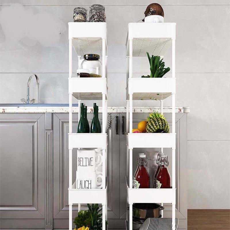 Aufbewahrungswagen, multifunktional, hohe Kapazität, platzsparend, 3/4-stufige Lagerung, bewegliches, bodenstehendes, rollendes vertikales Regal für die Küche