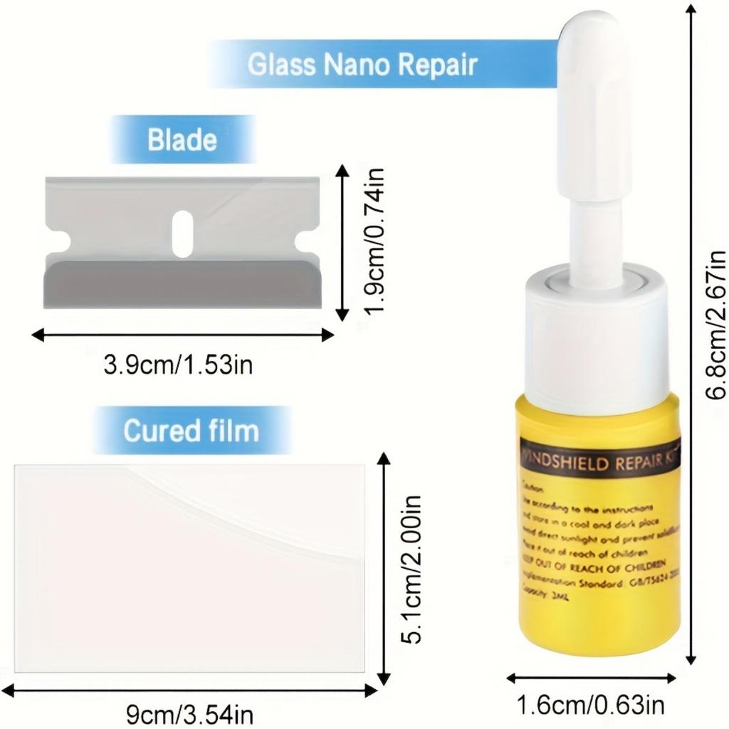 Kit de reparare automată a parbrizului de umplere cu nanofluid pentru dispariția așchiilor și a fisurilor stele, întreținerea sticlei lichide