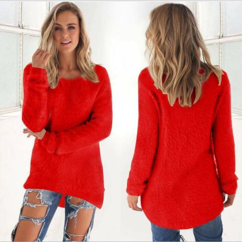 Women's Sweater Pullover with Long Sleeves and Round Neck Sweater
