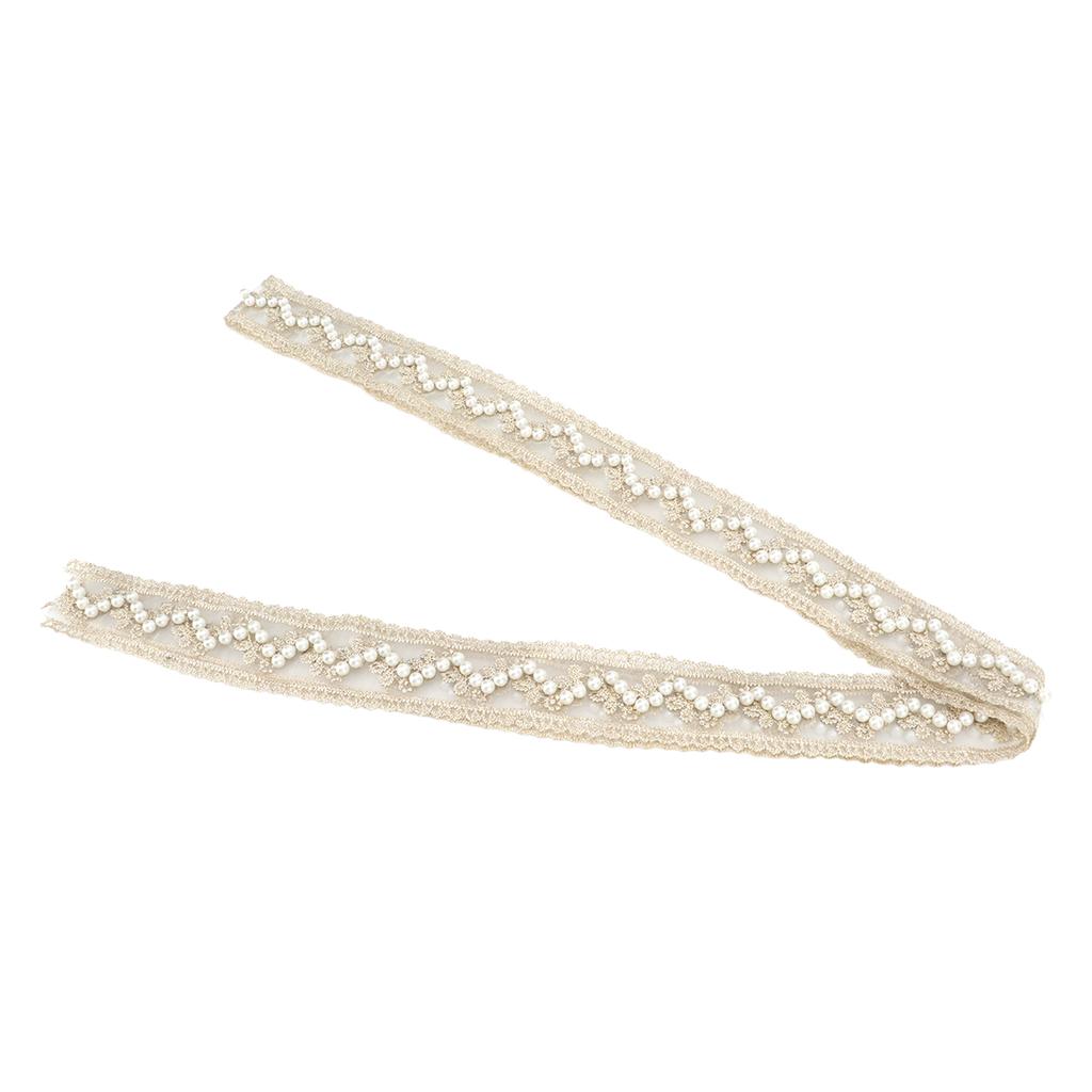 Lace Ribbon 2 Yards Elegant Pearl Style Clear Pattern Beige DIY Making Soft Skin Friendly Sewing Fabric for Decoration
