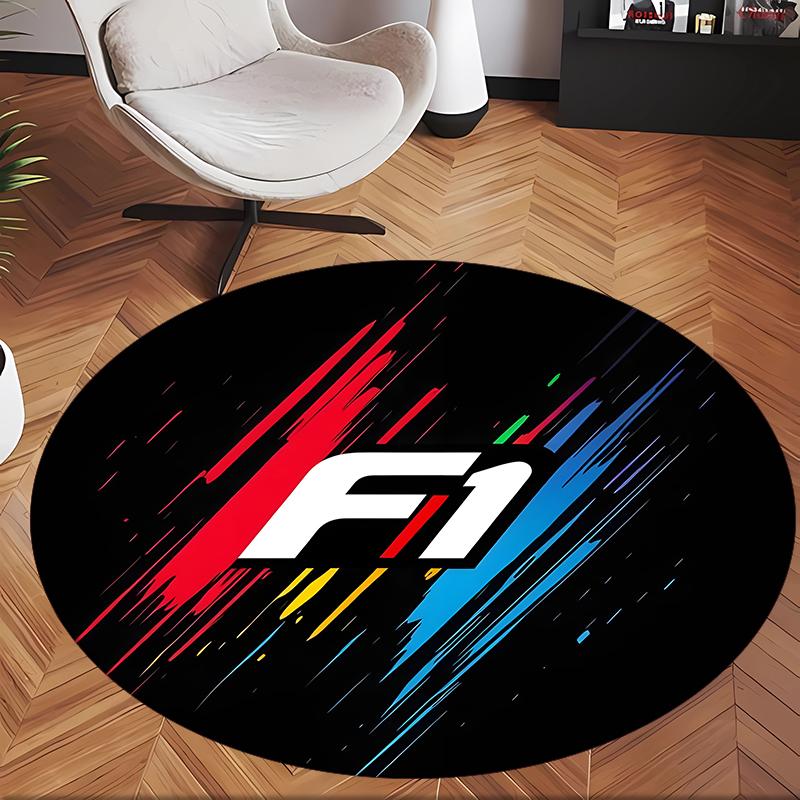 Formula 1 (6) Round Office Rug Decorative Floor Rug for Office Bedroom Living Room and Home Space