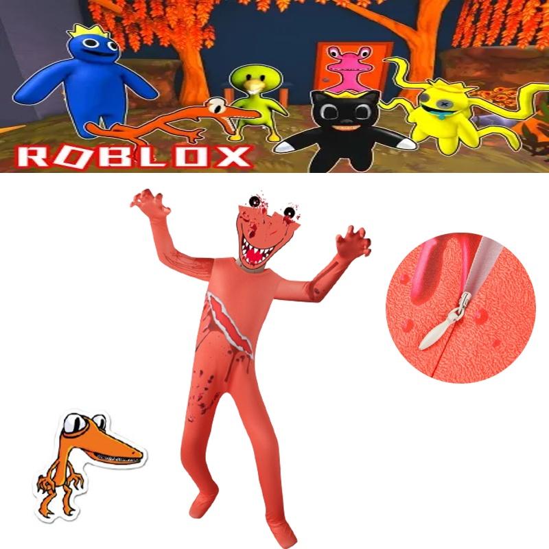 Roblox Rainbow Friends Orange Jumpsuit Kostüm für Kinder mit atmungsaktivem Polyesterstoff