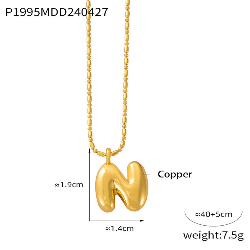 26 English Letter Copper Pendant Titanium Steel Necklace Female Niche Personality Collarbone Chain