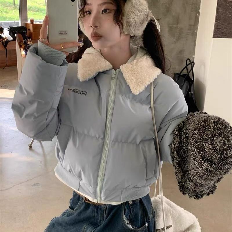 

Lapel Down Jacket Women s New Winter Short Cotton-padded Coat Loose Cotton-padded Jacket XL