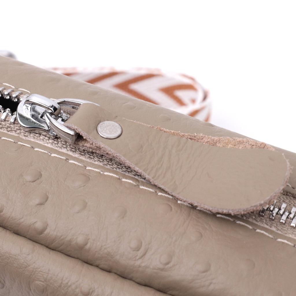 Stylish Bag for Women Made of Textured Genuine Leather Vintage 22662 Beige