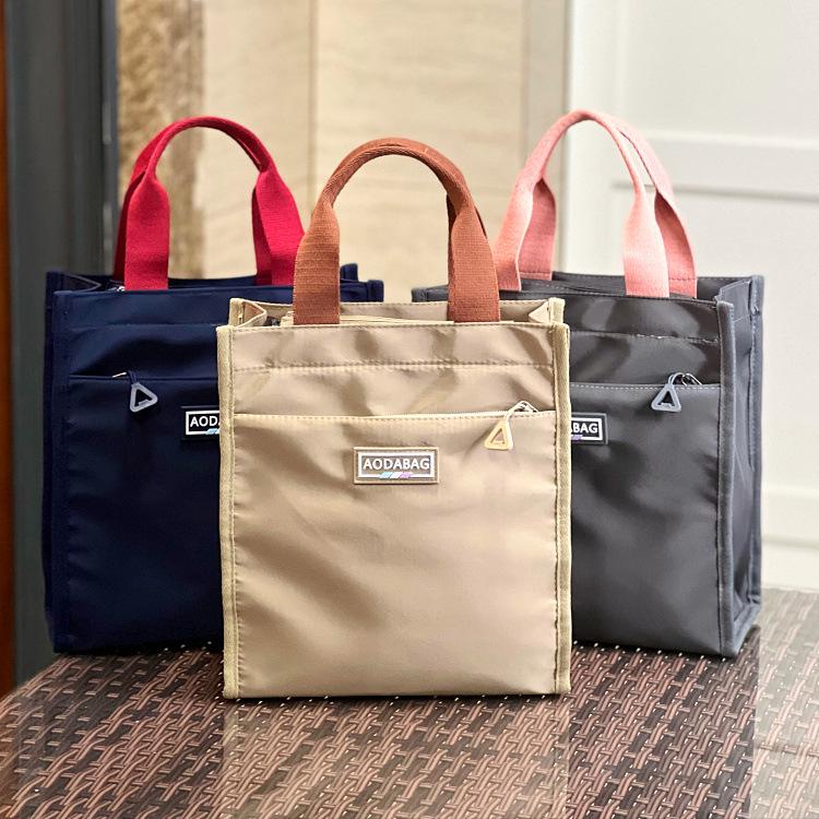 Mori Style Color Block Tote: Lunch Bag for Students and Professionals