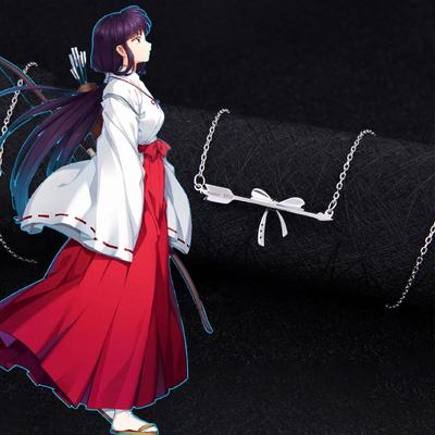 Anime Jewelry Cosplay Inuyasha Kikyou Sesshoumaru Necklace Women Bowknot Pendant Sweater Necklace Props Girls Birthday Gifts