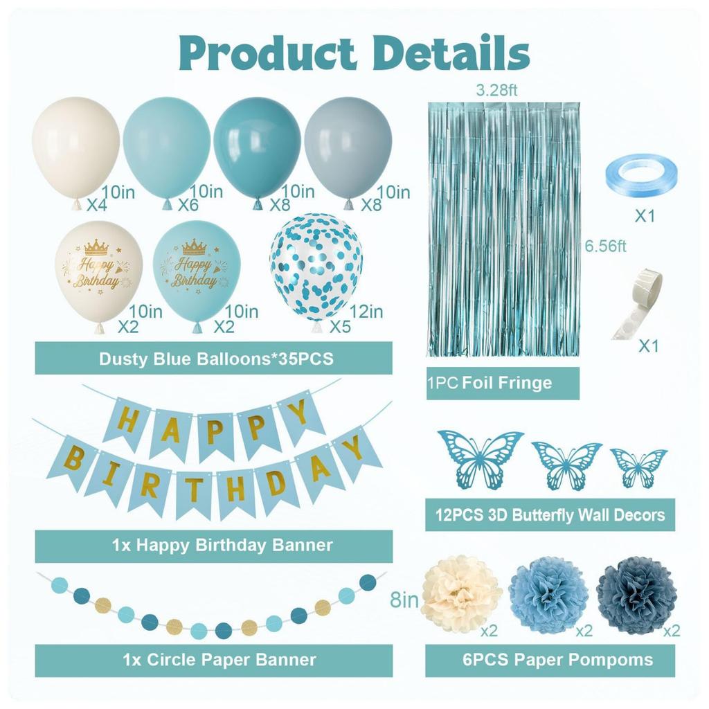 Birthday Party Decorations Rain Curtain Background Flag Cake Power Strip Paper Flower Ball Aluminum Film Balloon Set
