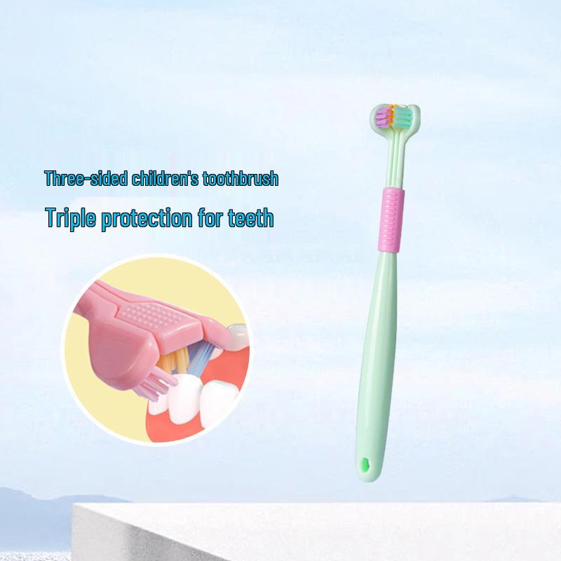 Yalina Three-Sided Soft Bristle Toothbrush with Tongue Scraper - U-Shaped, Macaron Color, for Adults