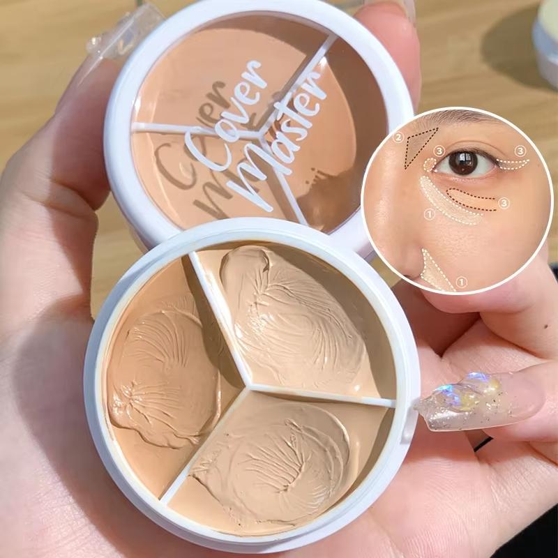 Tondo Tenuta Trucco Tre Colori Correttore Macchie Acne Stampa Riparazione Fondotinta Occhiaie Non Facile A Incollare Polvere Ingrosso