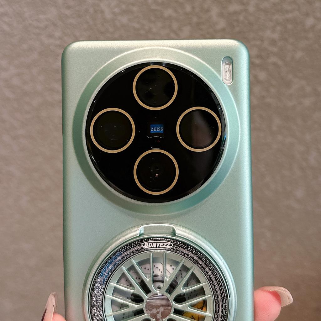 VOERO For vivo X100 Pro 5G Kickstand Phone Case Tempered Glass Lens Protector