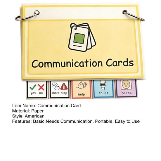 Communication Cards Basic Needs Communication Card with Metal Rings for Non Verbal Speech Therapy Children Adults Seniors